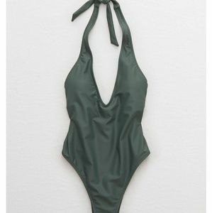 NWT Aerie Super Plunge One Piece Swimsuit Olive M